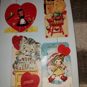 Four Vintage Die A-Meri-Card Valentine Cards